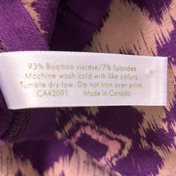 This Is J Bamboo Blend Purple Ikat Print Long Sleeve Lounge Top Size M - Picture 8 of 8